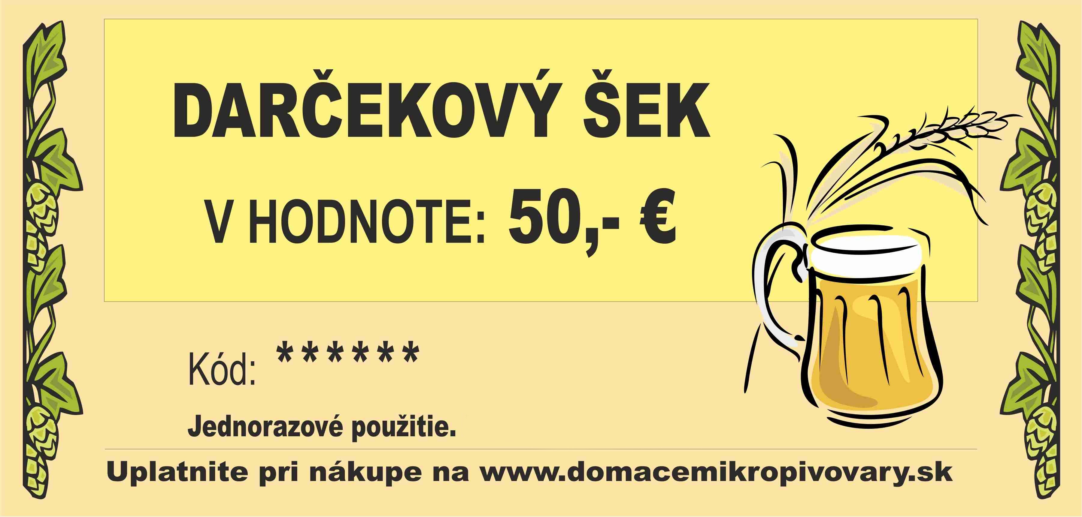 Darčekový šek v hodnote 50,-€