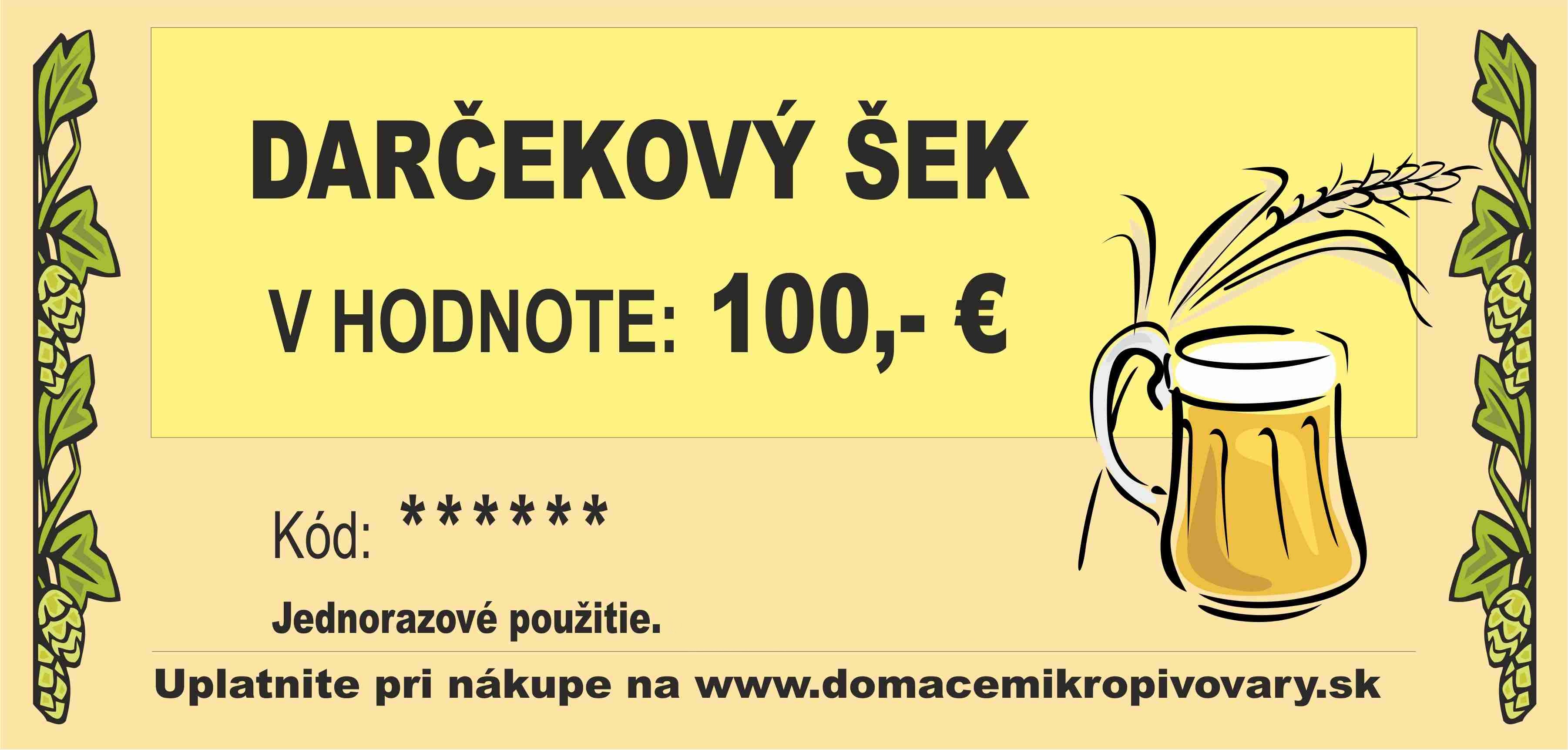 Darčekový šek v hodnote 100,-€